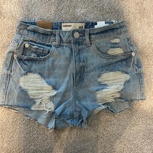High rise cut off denim shorts